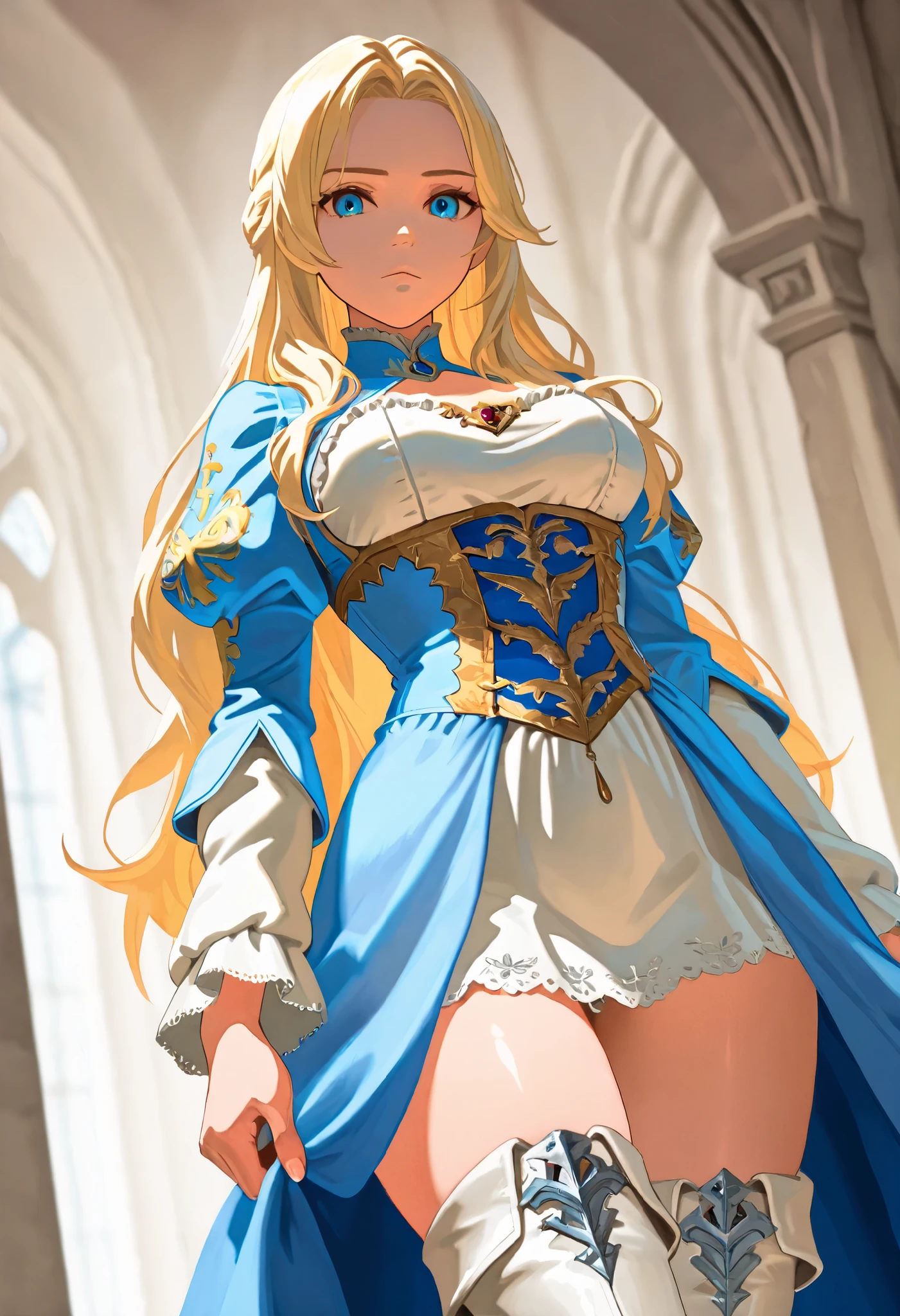 (best quality, 4k, 8k, high resolution, masterpiece: 1.2), ultra-detailed, hauntingly beautiful, powerful, mystical, majestic, mysterious, enchanting, elegant,beauty, attractive,floating, shining, robes fluttering, delicate and detailed features, piercing eyes, radiant skin, on a bed, a shining tower, vast wuarto, divine beauty, solemn atmosphere