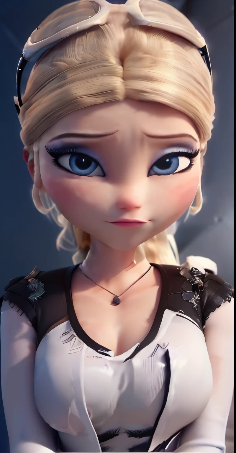 Elsa,chubby face,invent,face detail,blush,purple eye shadow, rose in hair,arise from,simple background, looking to the side,half shirt, White dress, No blouse, without bra, visible peak on chest, (big ) (big breasts) (Fully exposed chest) ( naked and visible nipple) (big ) (big breasts) (Fully exposed chest) ( naked and visible nipple) big ) (big breasts) (Fully exposed chest) ( naked and visible nipple