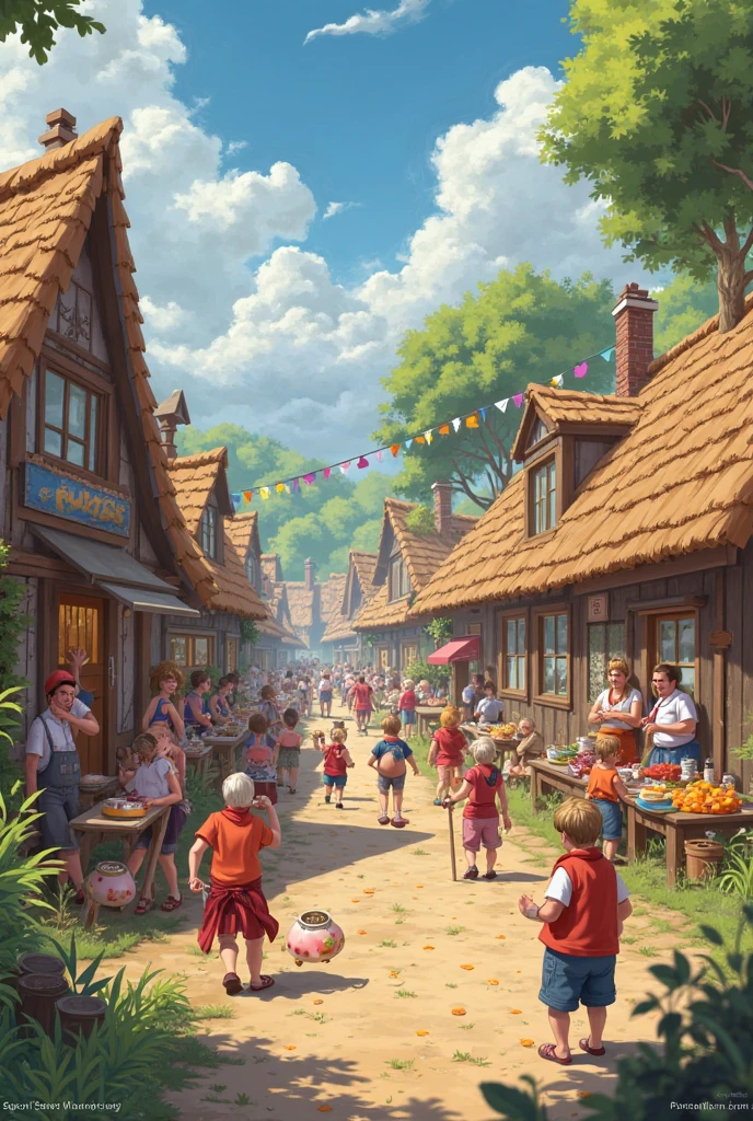 A happy scene where a little fairy plays with Zhuang children, enjoying the joy brought by the festival. [fairy](best quality), [Zhuang children], [festive atmosphere], [joyful], [playful], [colorful costumes], [dancing and singing], [laughter and happiness], [beautiful nature], [bright sunshine], [vibrant decorations], [traditional music], [traditional instruments], [traditional Zhuang clothing], [harmonious community], [cultural exchange], [exquisite details], [lively expressions], [carefree moments], [innocence], [curiosity], [magic in the air], [smiles], [bonding], [cherished memories], [unity], [diversity], [friendship], [happiness], [cheerful], [magical atmosphere], [love], [sparkling energy], [pure joy], [unforgettable experience], [positive vibes], [celebration], [festivity], [harmony], [appreciation for culture].