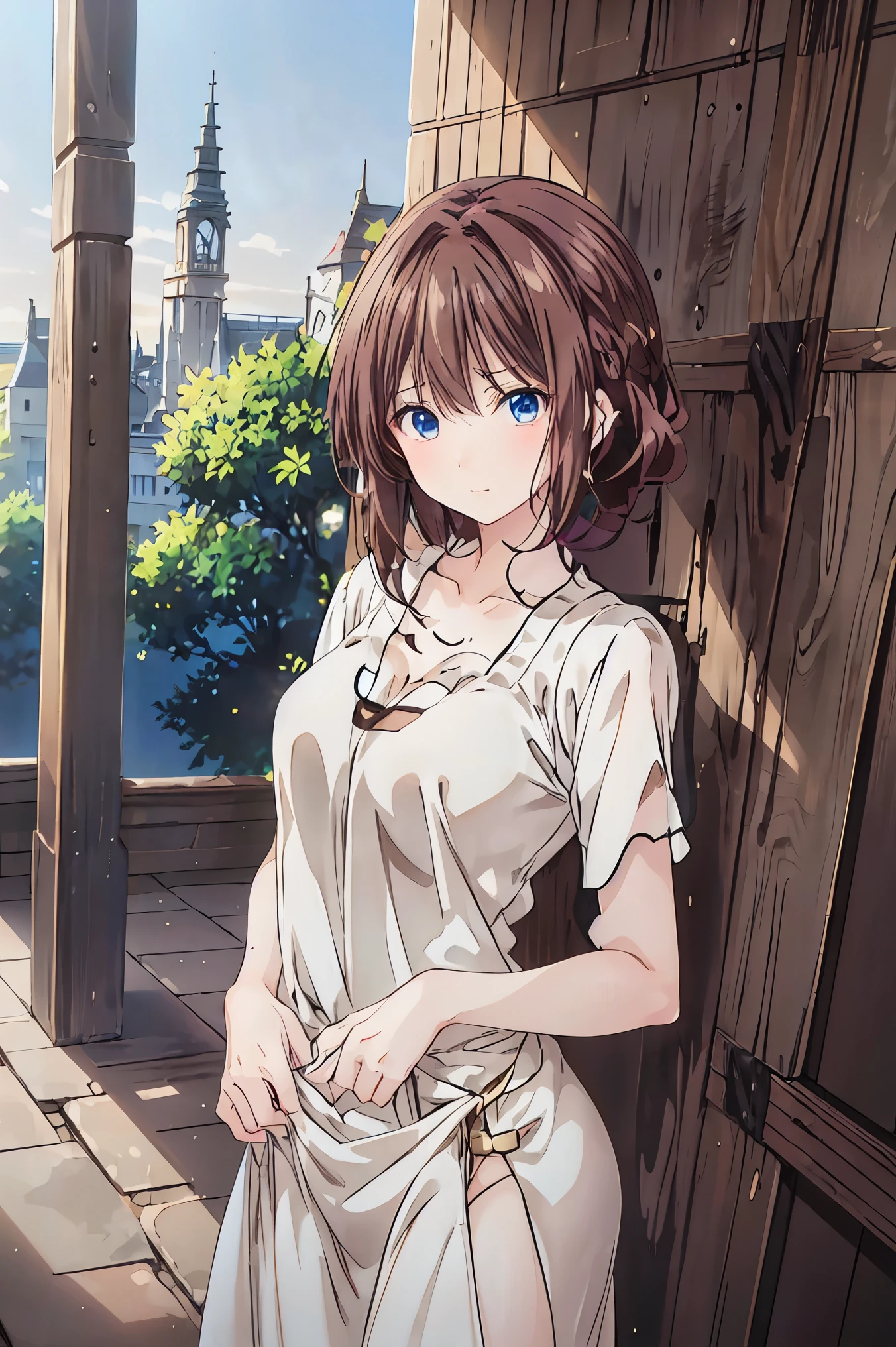 Highest quality, masterpiece, High resolution, alone, (Hiei Kai-2_Fleet Collection:1.15), オレンジ色hair, hairband, headgear, Non-traditional_Shrine maiden, smile, green_eye, Inverted up_hair, smile, One Girl, dependent_sleeve, green_skirt, Plaid, Plaid_skirt, ribbon-trimmed_sleeve, ribbon_trim, skirt, (indoor, office, living room), 