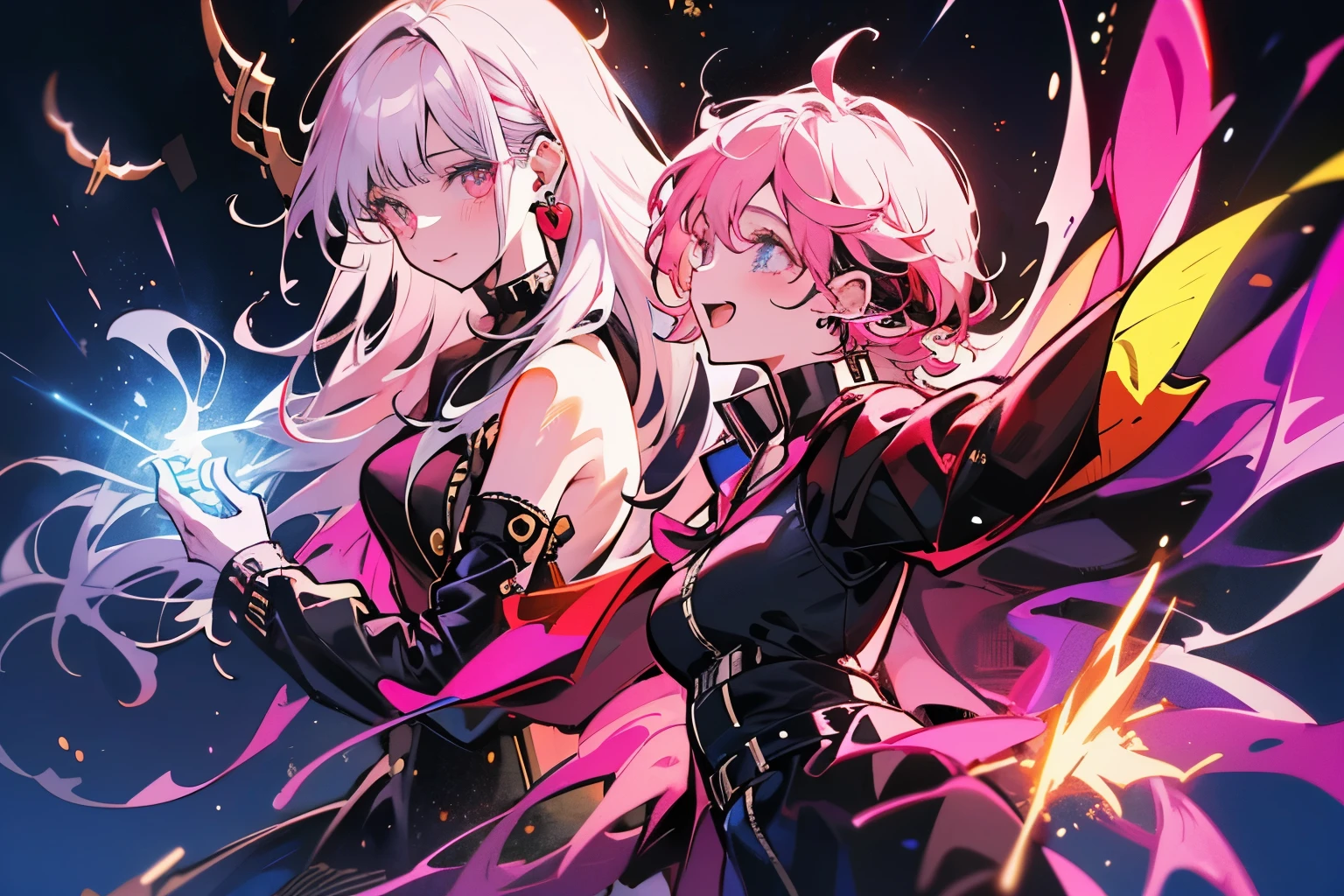 (From the back、Back view)、Best illustrations、Best Quality、(Solo、23 years old)、(The same face:1.1),Medieval Fantasy、Magic wand,(White Background)、(Pink Hair、Very Short Hair、Align your bangs)、(Black hood)、(((Long sleeve、Black Robe、pants、Knee-high boots)))、(From above at an angle)、Run、(get annoyed)、Cowboy Shot、Movement angle、Arrow of Light、Use magic、(From the back、Back view、back view)