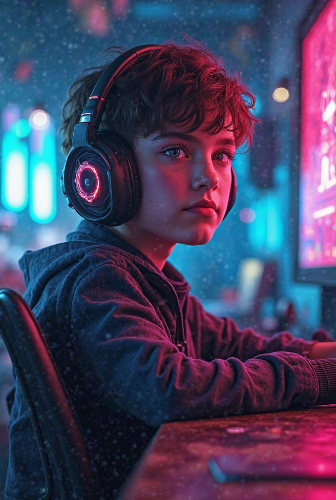 gaming logo ,a ??? like 17 year old  with headset