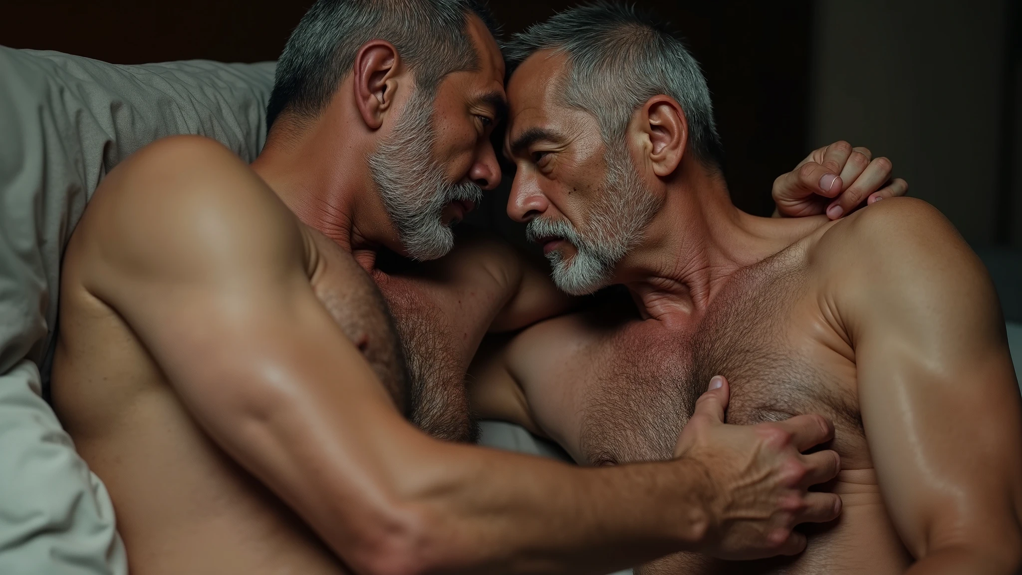 Indian gay old muscle man where white short kiss another man's disk on sexy back toch her ass