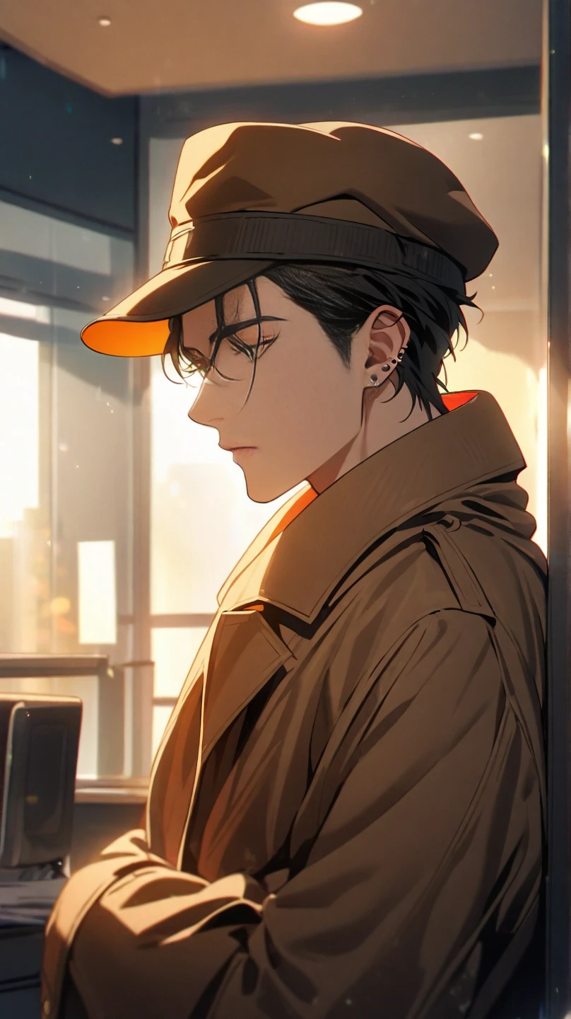 30 year old man ,tired eyes with dark circles ,moreno ,ragged clothes gray shirt ,blue pants ,black hat ,musculoso