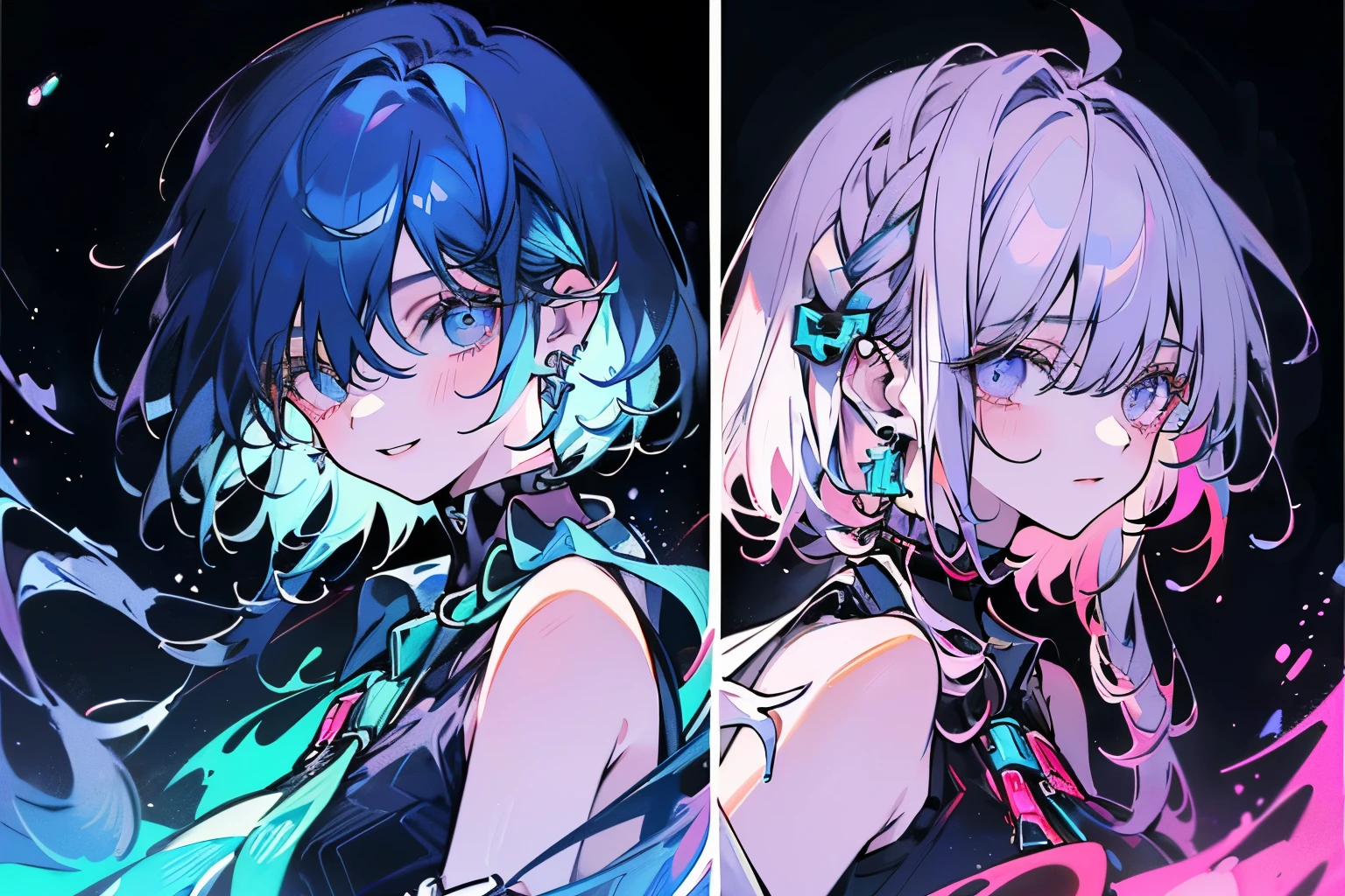 (detailed light), (an extremely delicate and beautiful), volume light, best shadow,cinematic lighting, flash, Depth of field, dynamic angle, [nsfw:0.8], Oily skin,
(Land of the Lustrous),(Red+blue+purple+green+pink+yellow+white+orange+mixed color change:1.35),[(1 girl):(colored (Broken:1.5) glass-sculptural-body):((broken:1.5) colored gem-sculptural-body):0.12:0.5] (broken:1.5) (colored:1.3) ((broken skin lacerated:1.5)<(colored glass)>),((broken breasts lacerated:1.4)<(colored glass)>),((broken face lacerated:1.4)<(colored glass)>),(High transparency hair<(mixed color change glass)>:1.2),(heterochromia:1.3),((broken-white-skin lacerated:1.5):1.3),(skin reflective),(solo:1.3),(Broken colored glass-bustier and miniskirt:1.25), (Colorful rose hair flower:1.2),////,(Medium breasts:1.25),[(Delicate beautiful face and hair):0.3],(Cowboy lens),specular reflection, detailed reflection,[(Starry sky),(Detailed and beautiful background),((Colored glass-concentric-circle background:1.3)+(mixed color change)+colored rose):0.3]