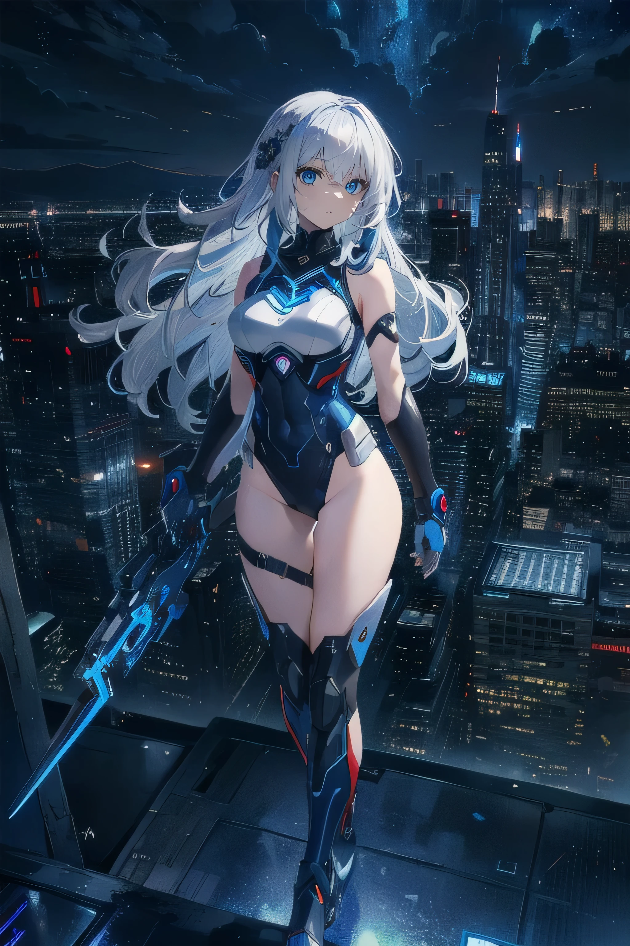 (1 mature robot girl,Age 35), ((Pub,guild)),(smile),Dynamic pose,Dynamic Angle,Pose for a photo,From below,Elderly woman、Trading Card Game Frames、Highest Rare、Five Fingers、Signature mark、Big Butt、White Hair、Android、Robo joint、plump hips