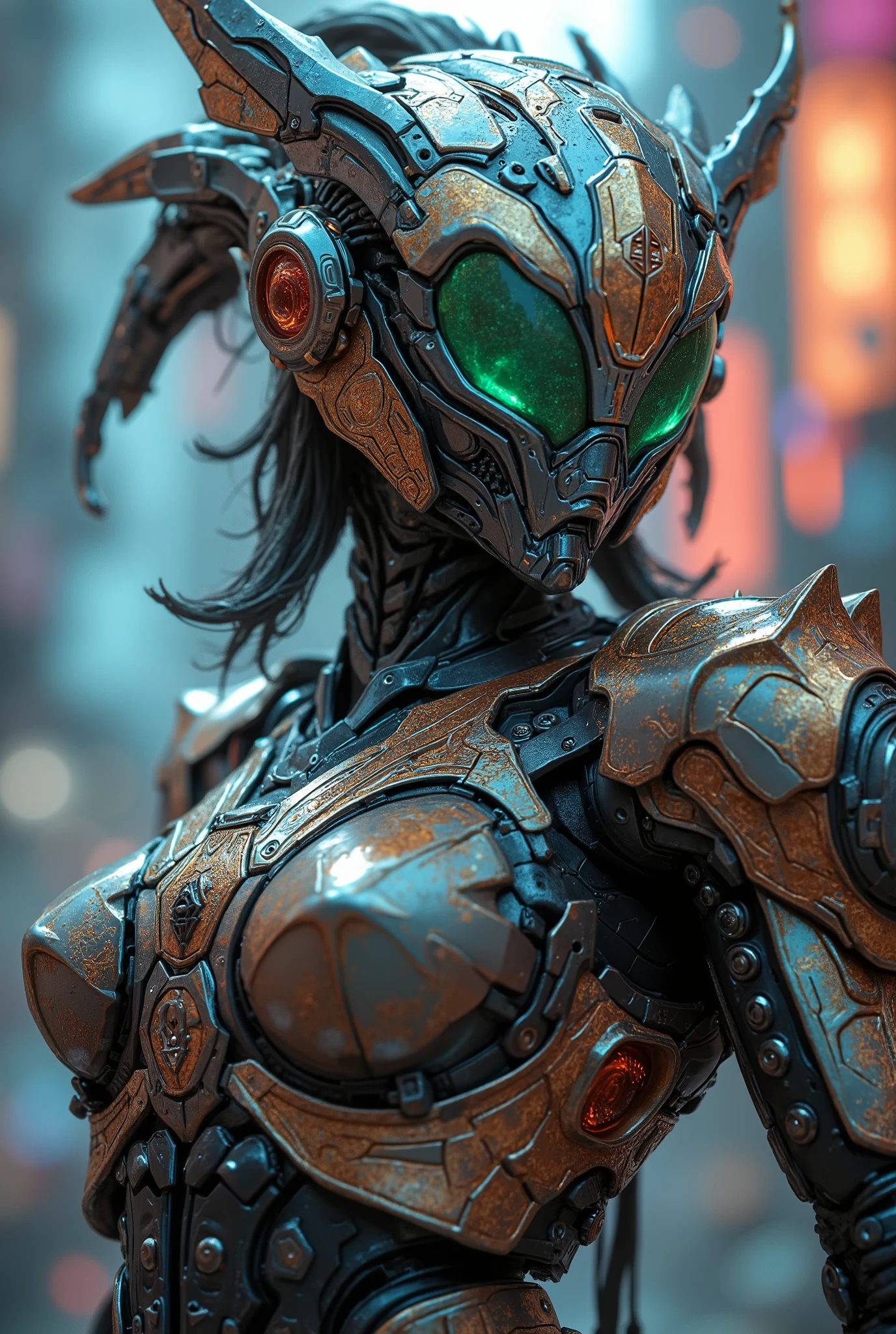 a beautiful female Kamen Rider with praying mantis abilities,highly detailed mechanical exoskeleton armor,transformation pose,wearing a transformation device belt on lower back,intricate insectoid design,photorealistic,cinematic lighting,dramatic camera angle,vibrant colors,3D render,8K,hyper-detailed