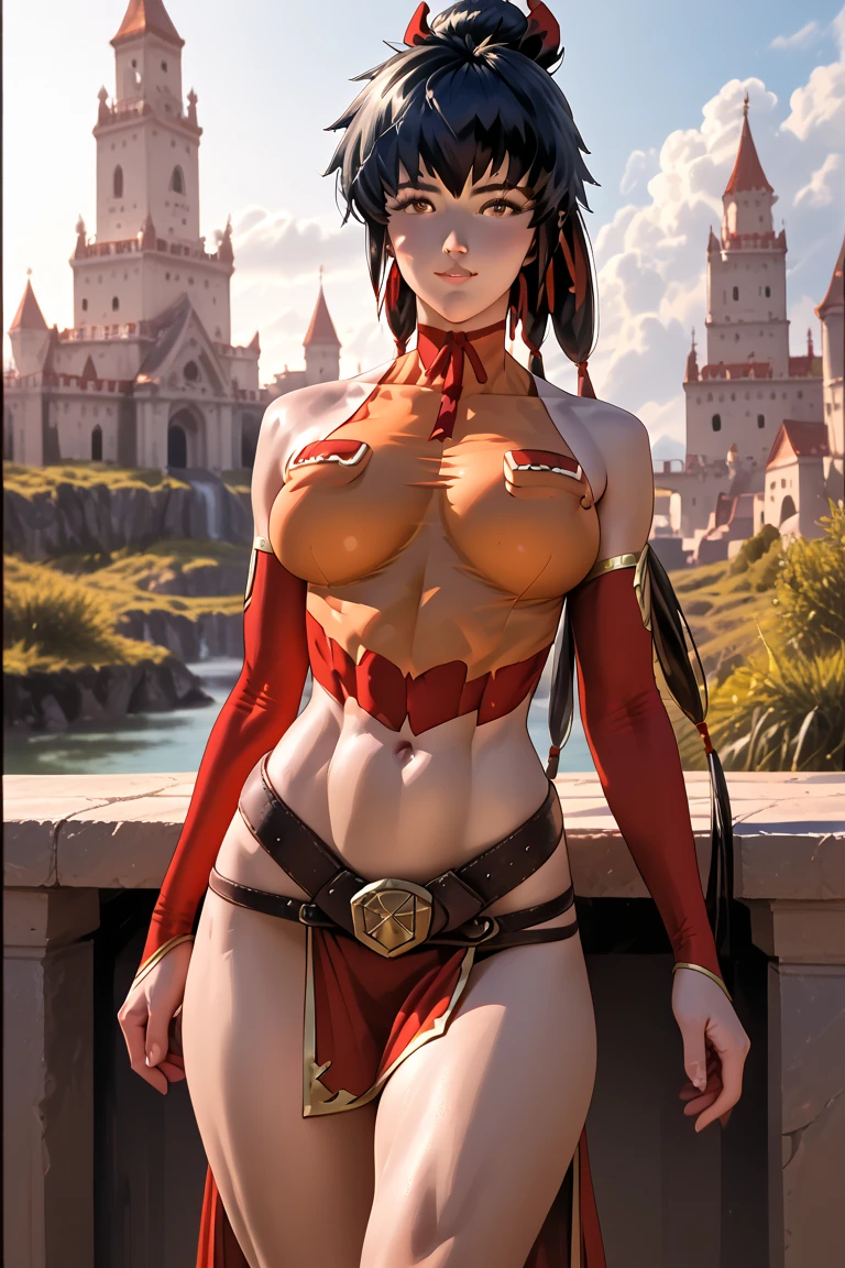 (masterpiece, best quality, ultra detailed, absurdres)1.5, 2girls, (sexy, beautiful woman, perfect face, perfect eyes, perfect female body, kkw-h-bb, huge breasts)1.5, (sylvia, multicolored hair, black hair, red hair, dark skin, necklace, red dress, white elbow gloves, thighhighs, bare shoulders, cleavage, red high heels, covered nipples, <lora:Sylvia:0.8>), (sitting on a boulder in a barren wasteland), perfect lighting, smooth, hdr