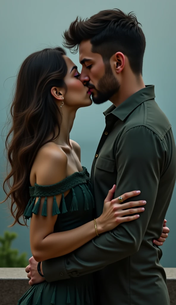 Realistic Photography, Handsome Men ,young female ,kiss
