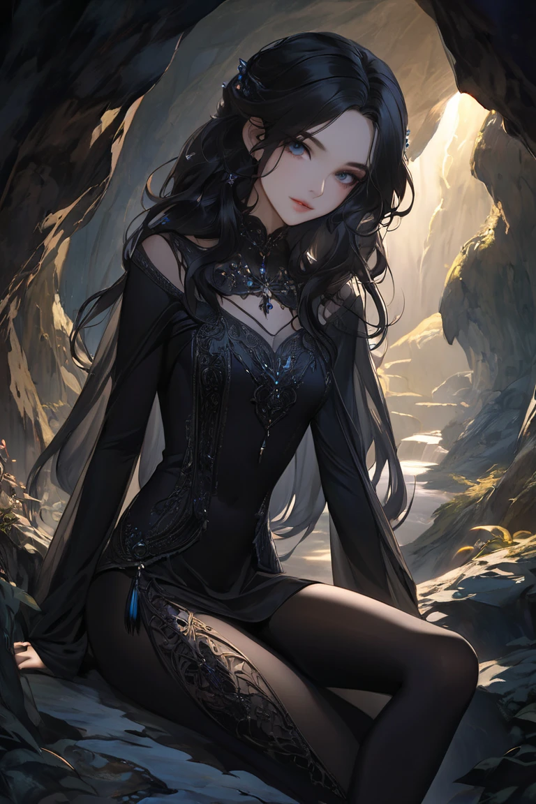 1girl,long black hair,black eyes,aesthetic built,fantasy,best quality,4k