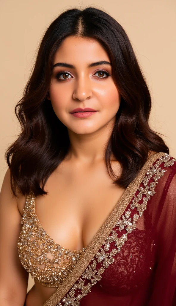 full face portrait photo of a 25 years old Bollywood supermodel girl, RAW, beautiful woman, half-open strawberry lips, dimples, longing gaze, (extra long wavy brown hair), ((detailed face)), ((detailed facial featureinely detailed skin), pale skin, medium breast, (detailed deep cleavage red dress), (cold colors), damp, moist, reflection masterpiece) (perfect proportion)(realistic photo)(best quality) (detailed) photographed on a Canon EOS R5, 50mm lens, F/2.8, HDR, (8k) (wallpaper) (cinematic lighting) (dramatic lighting) (sharp focus) (intricate) dynamic pose, super sexy 8K uhd