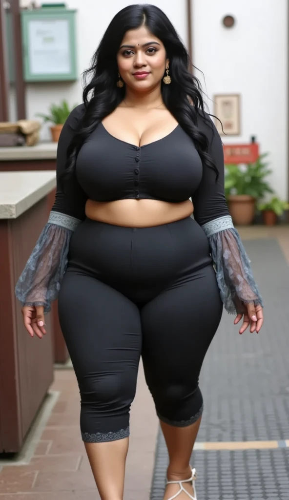 a Romanian widow, (((she is a whore), (she is 49 years old, she has an intimidating elongated and thick towering body), (she is plump), (she has huge widened and thick thighs), (she has very thick and elongated heavy and prominent wide breasts), (she has very long legs), (she has a huge fat wide heavy thick completely round ass), (she has large wide hips), (she has a narrow waist) , (she has a very curvaceous figure), (she is very tall), (she has elongated body proportions with quite a bit of space between them), (she has long, wavy black hair with highlights and fringed ends, she has a little of abdominal fat of age))), (((she wears white leggings that mark and adjust her butt, a provocatively low-cut and revealing tank top that marks and bulges her breasts, open-toed heels without loops on the ankles))), (((she is on the street posing like a horny little slut, full body, seen from the side, in a Japanese neighborhood in the afternoon))), (((intricate details, hyper detailed, intricate hyper detailed face, intricate hyper body detailed, intricate hyper detailed facial features, intricate hyper detailed body features, 8k, hdr, masterpiece, hyperrealistic))), she has massive breast implants, she has massive implants of her own fat in her ass
