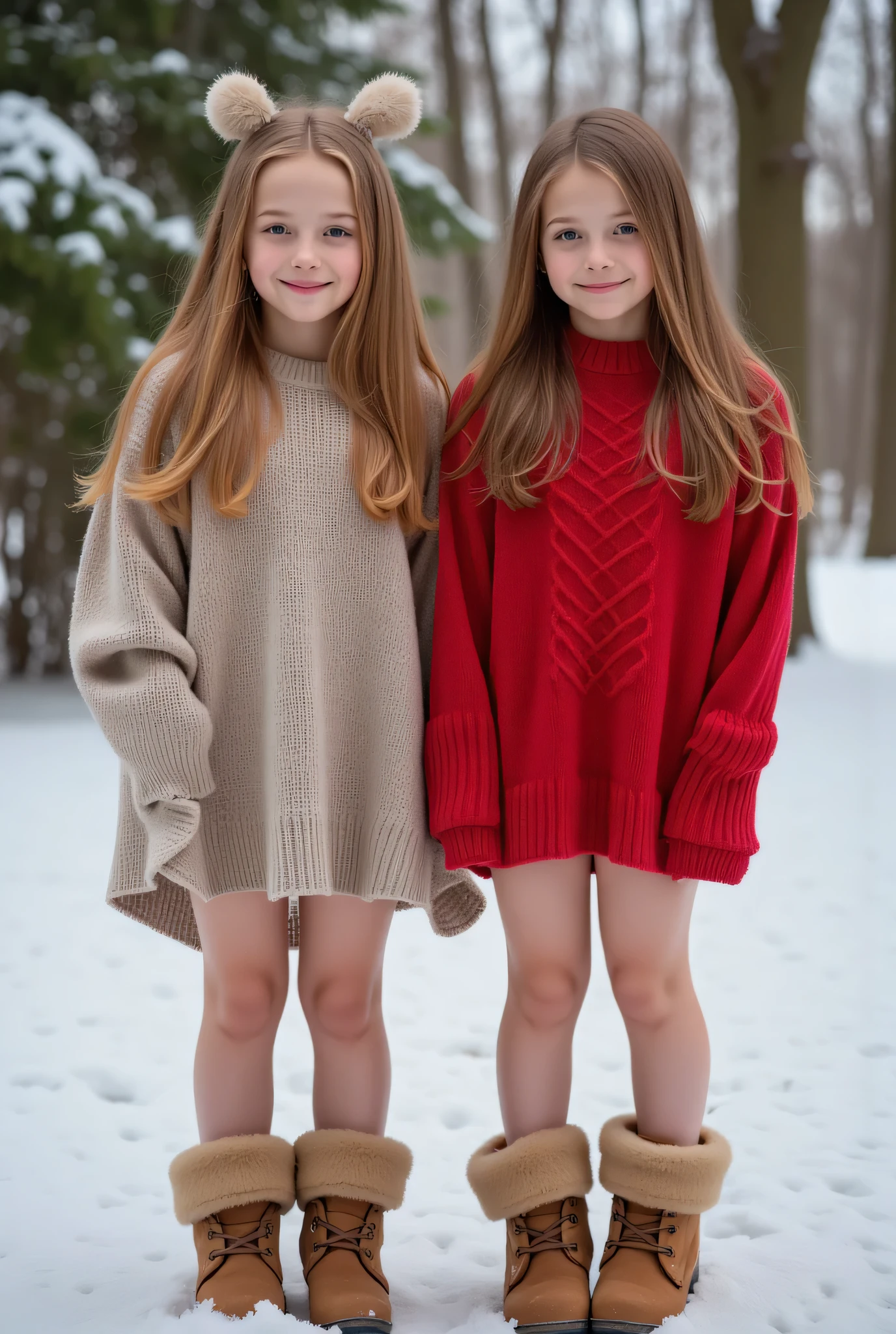 Deux jolies filles slovaques, semblent avoir , avec des visages de princesse mignons, corps extrêmement minces et maigres, beaux sourires heureux, photo ultra réaliste, cheveux très longs, portant des justaucorps moulants , buvant du chocolat chaud , portant des bottes d'hiver confortables et hautes jusqu'aux genoux, vue du corps entier, visages ultra réalistes et détaillés, vraie photo, atmosphère ludique, 4K, Ultra HD, silhouettes extrêmement bien définies, détails intrigants, poses flamboyantes et ambiance festive, qualité d'image sans perte, détails au niveau d'un chef-d'œuvre, K Ultra HD, groupe de beautés diversement alléchant, gros plan intime, peau complexe et multicouche avec de minuscules pores et imperfections, réalisme étonnamment granuleux mais aussi atmosphère joyeuse, visages et coiffures divers et magnifiques, polyvalent gros plan,