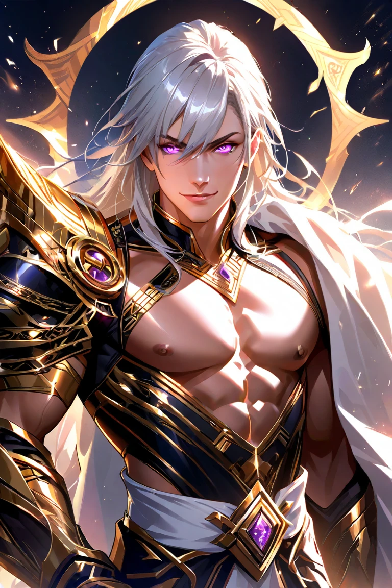 man, masculine, masculine face, attractive, muscular, ((1man)), masterpiece, absurdres, best quality ,intricate details , (shiny skin, shiny body, shiny oily luster skin, shiny hair, pale skintone), Sundown, attractive, ((muscular)), adult, one,medieval clothes, earrings, black pants, Don't look at the view , Not looking at the view, silver long hair, perfect detailed face, perfect detailed hands, wolf ears, wolf tail, gold eyes, ((MLS)), smirk, medium large shoot