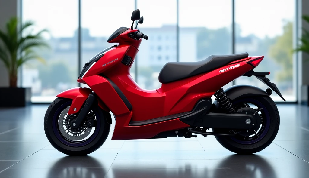 2025 Baja chetak scooter color red full shiny HD attractive side view ...