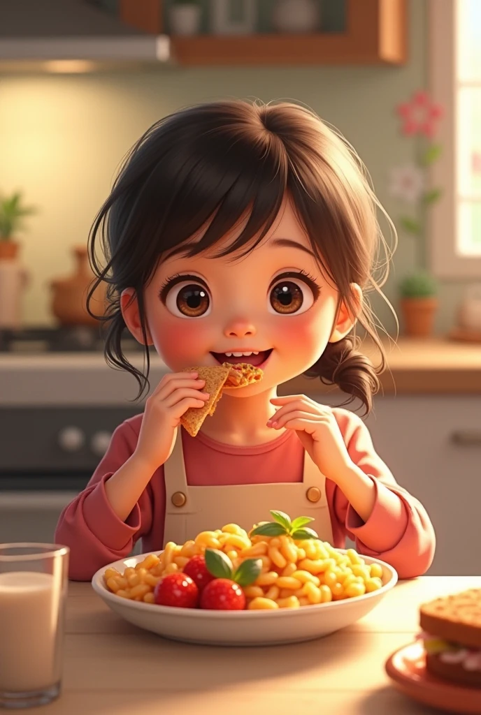 A small, fat girl who eats a lot
