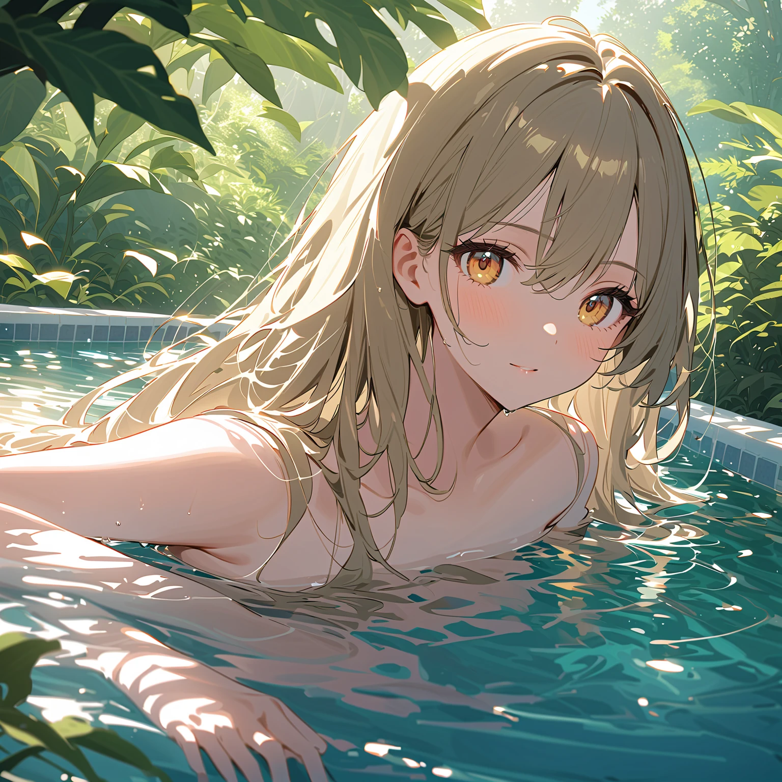 Summer Woman lying on the river