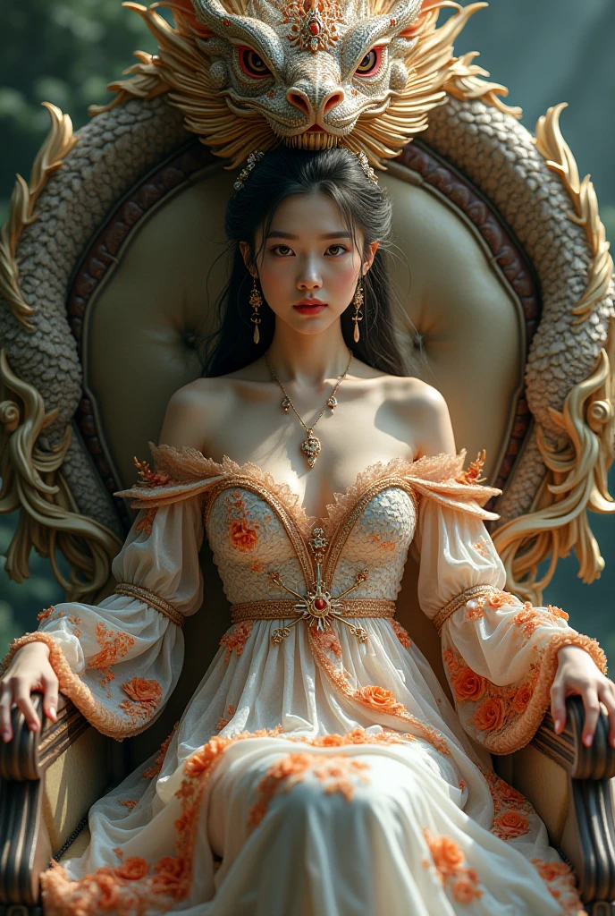 ((joyful ((athletic ((Dominican)) girl)) with very long curly red hair (sitting in opulent) throne while peacefully observing the sunrise, (wearing detailed sheer emerald-green negligee), (wearing antique lace necklace), (detailed cannabis flower tattoos on arms and legs), plump legs spread apart, high quality photo, outside next to flowing riverbank with incense burning and (with many potted plants during foggy sunrise)