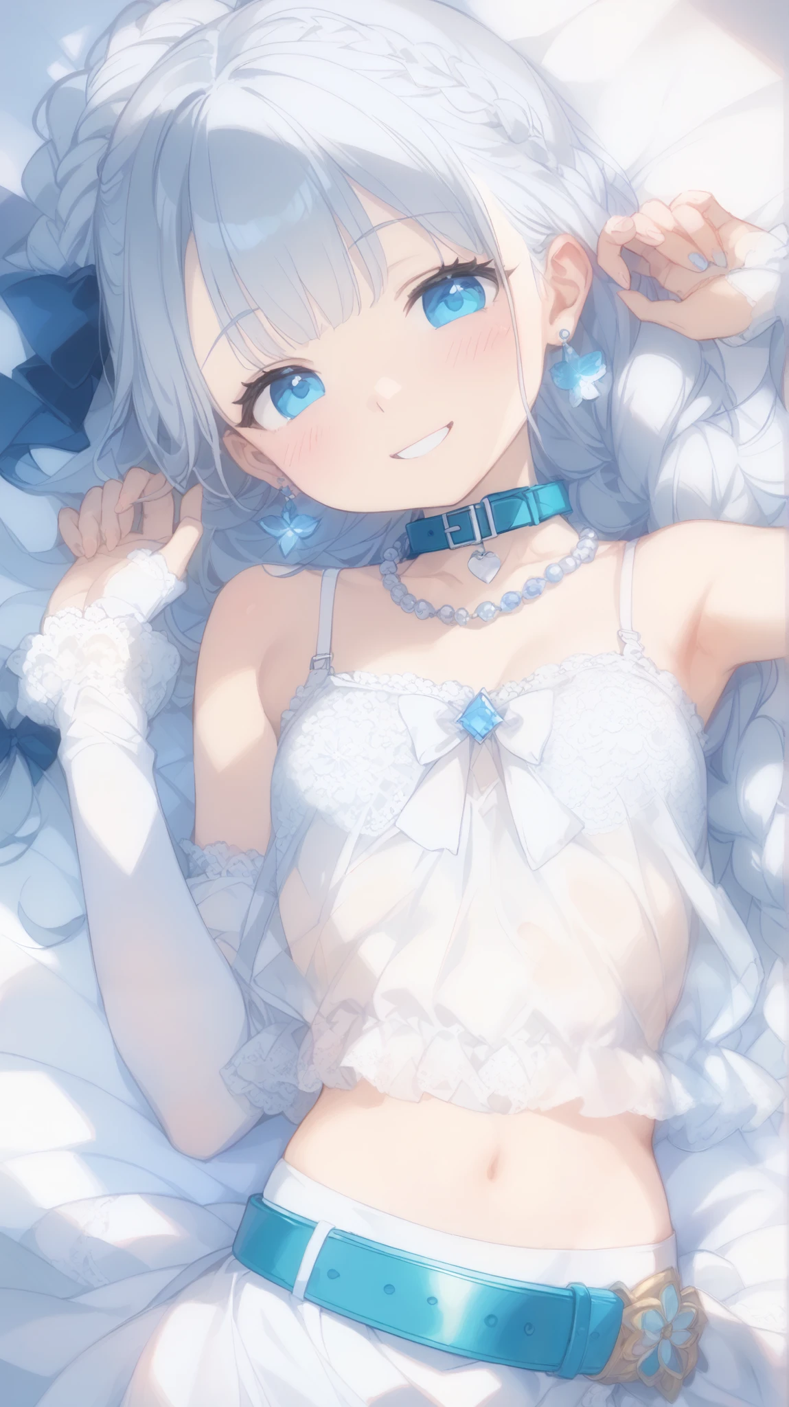 "(perfect masterpiece:1.2), (highest quality:1.2), stunning face,  mature and chubby, Big eyes, compensate, long and luxurious eyelashes, lip whole, irresistible charisma.",belly button,(((girl like boy))),(((very short hair))),腹logic,raised his arms,NSFW,(((logic)))，white leotard，Bunny girl，hair clip，wallpaper，white hair，small breasts，pixie cut，rabbit ears