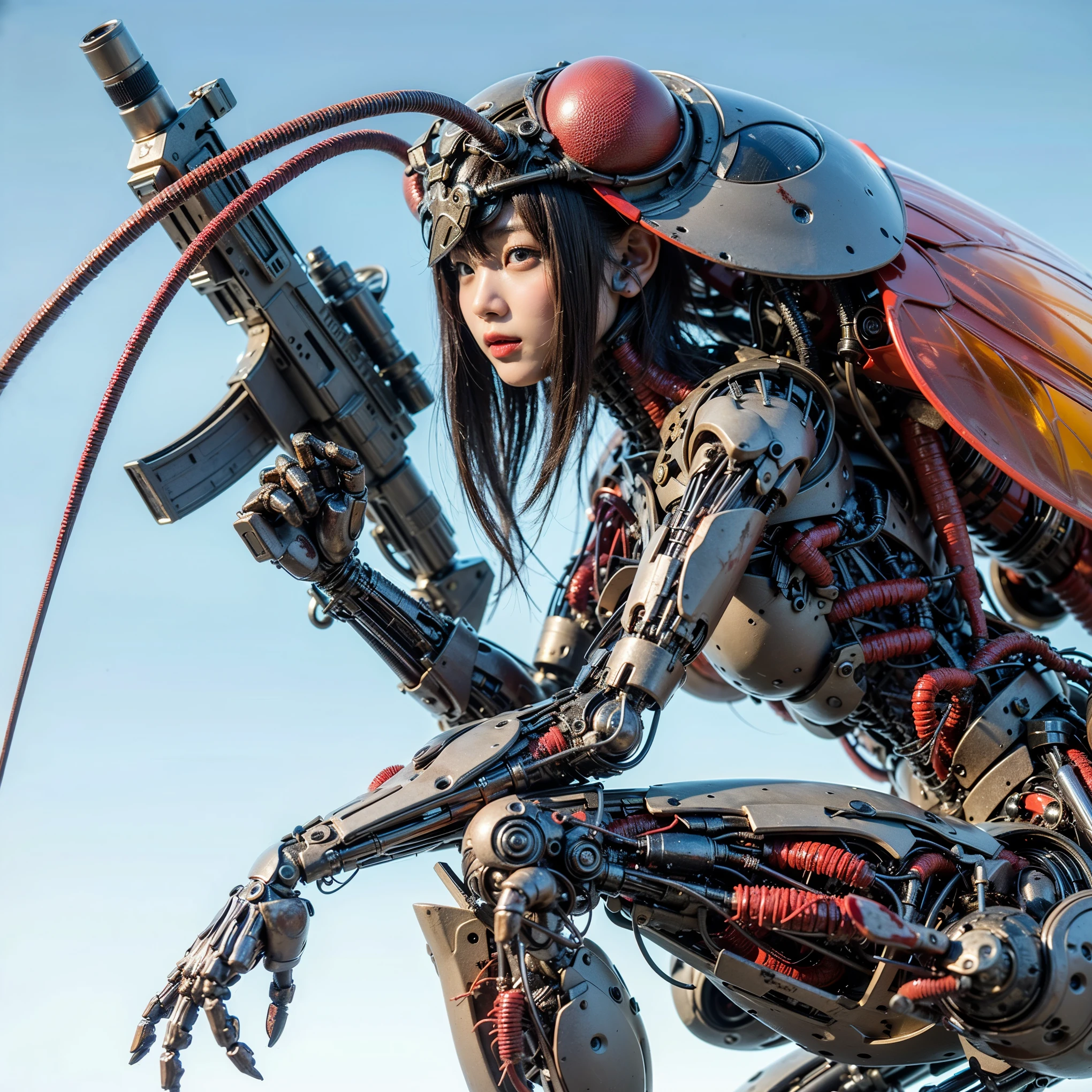 (Completely live action:1.37), (ultimate realistic textures:1.37), (masterpiece, best quality:1.2), (8k uhd, 16k, 32k, ultra high res), amazingly realistic skin, amazingly realistic photo, superrealism, (photorealistic:1.37), (RAW photo), extremely realistic, (extremely realistic all details), (extremely realistic all textures), extremely realistic lighting, extremely realistic shadow, (japanese girl:1.5), ((young face)), smiling, happy, extremery realistic face, extremely realistic skin, extremely realistic eyes, extremely realistic background, extremely realistic detail up, kkw-ph1, ((extremely intricate details, mechanical armor, Blood vessels, muscle fibers, skeleton))
