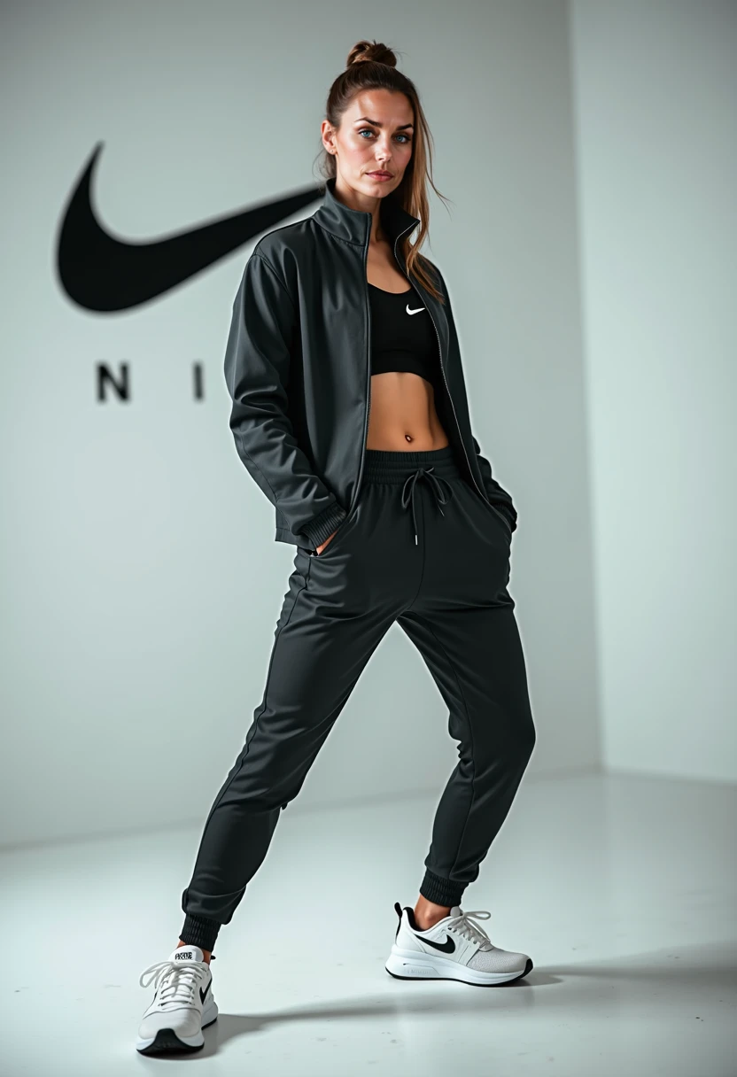 Generate a highly realistic image of a cigarette pack adorned with the Nike logo and branding, set against a dark background. Ensure the pack exudes authenticity and attention to detail, capturing the essence of the Nike brand’s sporty and stylish identity