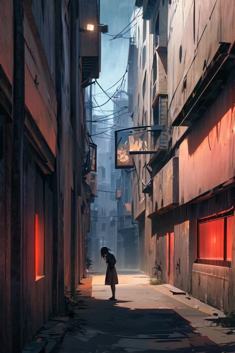 Alleyway background, blood, anime style background