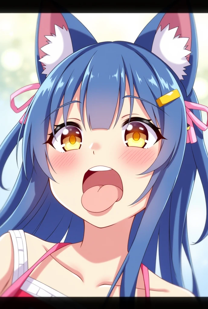 1girl, 1boy, hetero, penis, solo focus,  oral, fellatio, grabbing another's hair, irrumatio, twintail, hairholdingblowjob ((pov)), ((front view, look at viewer)), cum in mouth, big breast, red eyes,, cat ears:1.4, blue hair, Long hair, twin tails. mad girl, masterpiece,Top image quality,hight resolution,imagem 4k,Raw photo, {{{official art}}}, portrait, pov, girl angry, bl0j0
girl
blowjob
pov, anime