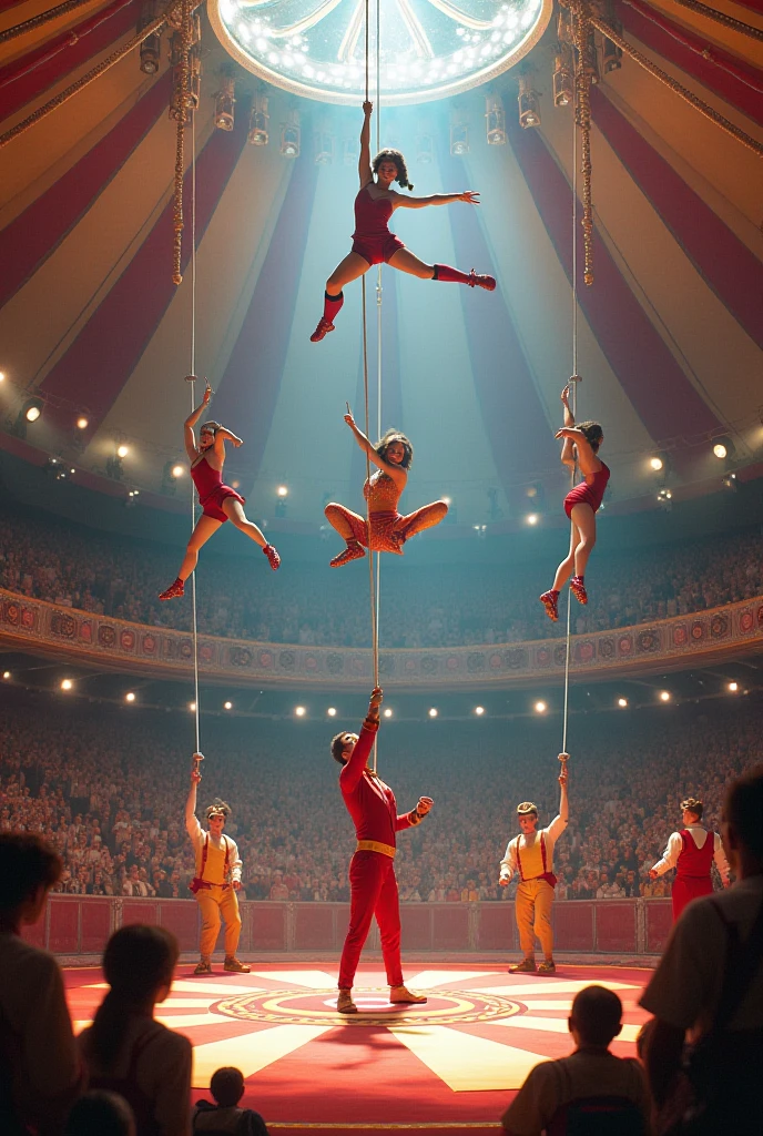 The show "Serelepes and the fruits" It is a circus show led by curious characters who guide the audience on a journey to discover fruits and their health benefits., where viewers are invited to play and experiment. As artists explore different ways to reach the fruits, using circus dances and techniques, reveal in a playful way how these contribute to the body and healthy eating. The show celebra a conexão entre a natureza e o bem-estar, providing an educational and fun experience for all ages.
