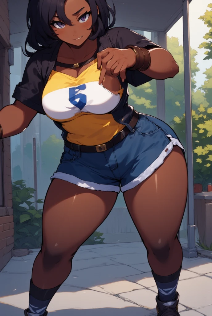 dark-skinned female, bikini., poitrine, gros seins, voluptueux, thick thighs, hanches larges, Sinueuse, gros cul, cul massif, dreadlocks, high resolucion, robe, poser sexuellement, base-ball_cap