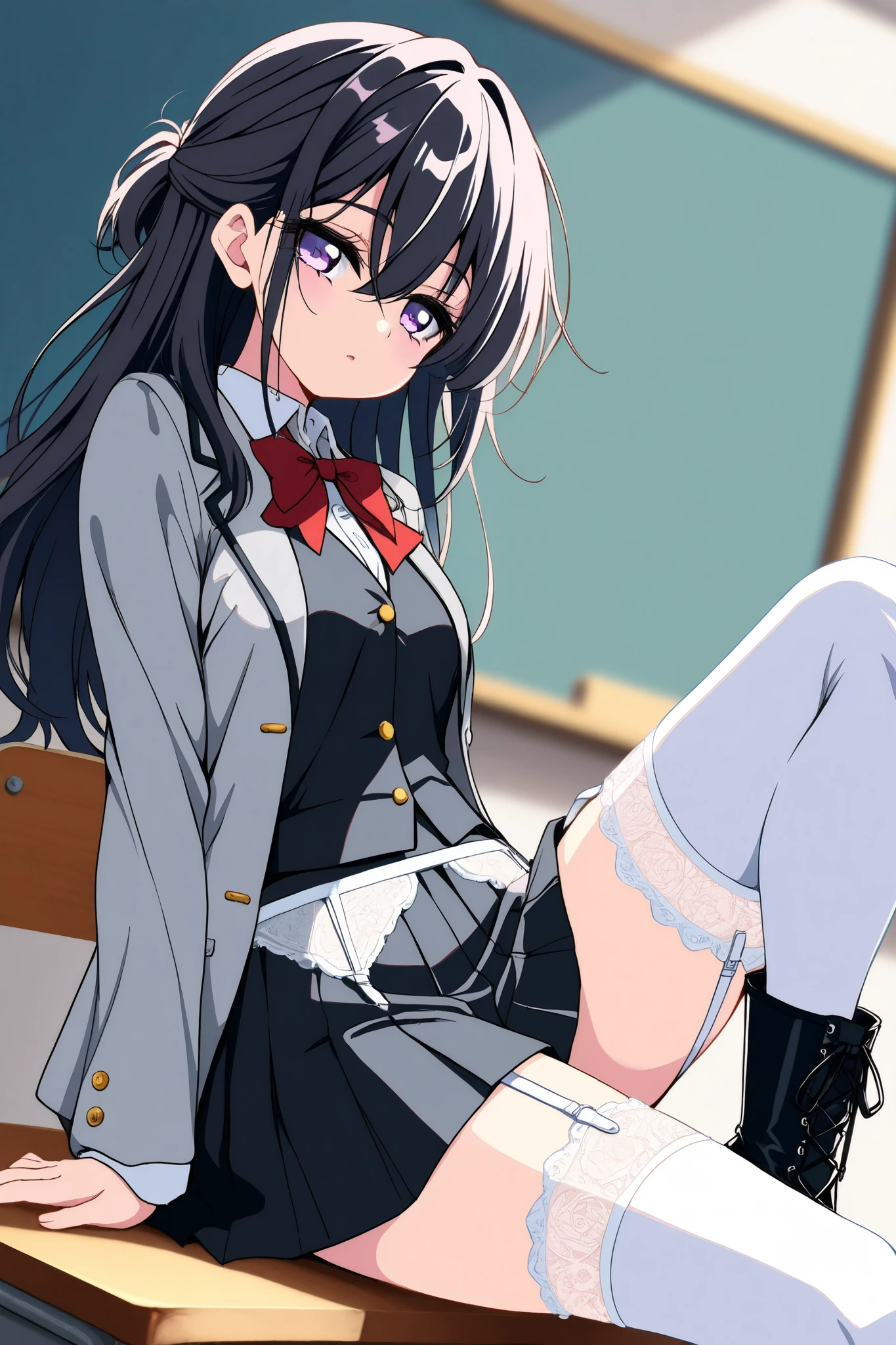 highly detailed, digital art, skinny, far from camera, 4k, slim waist, anime, pretty face, face, earrings, commentary request, highres, absurdres, 8k, shy, ((high resolution illustration)), ((extremely detailed)), ((masterpiece)), cinematic lighting, dramatic shadows, ((best quality)), high detail, (cinematic light:1.1), (textured skin:1.4), detailed lighting, depth of field, perfect hands, realistic hands, extremely detailed hands, individual fingers, intricate fingers, (detailed hair: 1.9), (detailed face and eyes:1.4), realistic colours, bright colours, brown hair, medium length hair, full body, in full growth, choker, ahegao, lips, (((sitting, crossed legs, black pantyhose, black pleated skirt))), neon, white shirt, tie, big tie, necktie, thick thighs, hips, thick hips, depth of field, slavic, 1girl, solo, no half vae, small breasts, sneakers, converse, cyberpunk, horny, horny face, ahegao face, heart pupils, open mouth, on the desk, wet, vans, white shirt, loose shirt, hanging shirt, small breast, tie, big tie, neck tie, on the desk, school skirt, indoors, window, large earrings, makeup, RAW photo, 8k uhd, film grain, see-throught, open mouth, kawaii hearts blush, visible bra, tongue out,