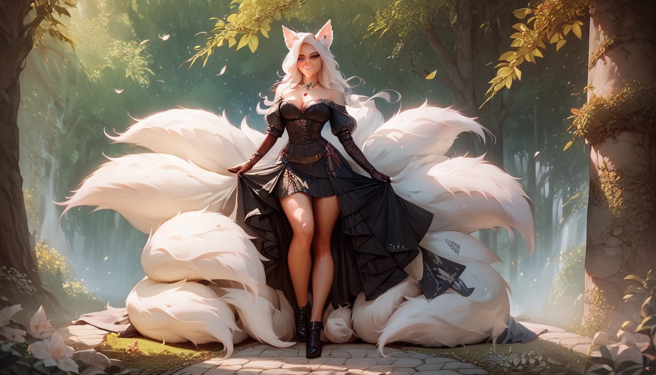 ((Best quality)), ((masterpiece)), (detailed), perfect face, fluffy, an anthro wolf,pink fur, pink hair, dark green eyes, full length sexy clothes sexy pose