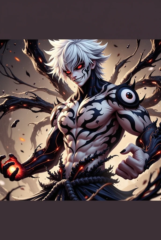 personaje de anime con cadenas y cadenas alrededor del cuello, Badass Anime 8K, Mejor fondo de pantalla de Anime 4K Konachan, epic anime style, esqueleto encadenado, Este personaje tiene crioquinesis, an epic anime of an energy man, chaos nightmare ❄️ amour venom, Trigger anime artstyle, Albedo del anime Overlord, the the man is wrapped in chains