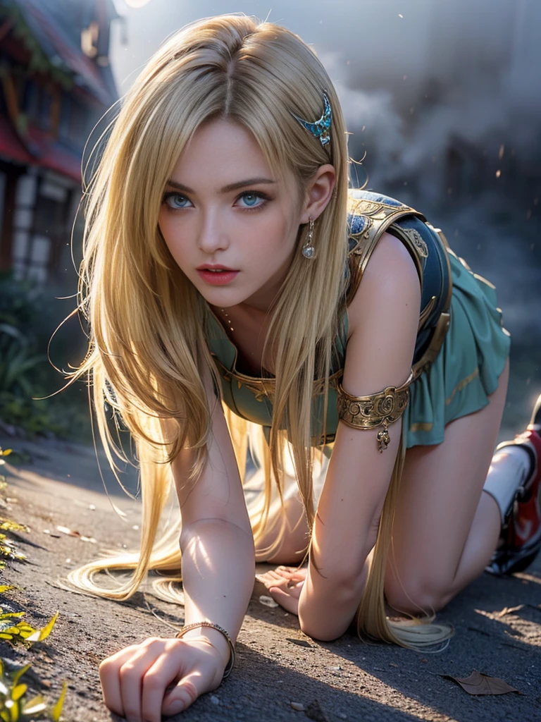 (((masterpiece, best quality))),(((high quality))),(((high resolution illustration))),(((hyper detail))),NSFW,(((Wordsworth's Sharon))),(((Very beautiful long blonde hair))),(((Very beautiful face))), ((((Detailed face)))),(((very beautiful blue eyes))),(((Realistic Skin))),(((her face is flushed))),(((slim body))),(((slim thighs))),(((small breasts))),(((very beautiful slender legs))),(((Red long dress with extremely detailed and intricate decoration))),(((boots with extremely detailed and intricate decoration))),(((cloak with very detailed and intricate decoration,))),(((beautiful earrings))),(((beautiful hair ornaments))),(((in the old dark deep forest:1.2))),(((late at night:1.7))),(((wet her skin))),(((Sharon is crying with tears streaming down her face:1.3))),(((torn clothes:1.8))),(((running))),(((Sharon is desperately trying to running escape:1.5)))
