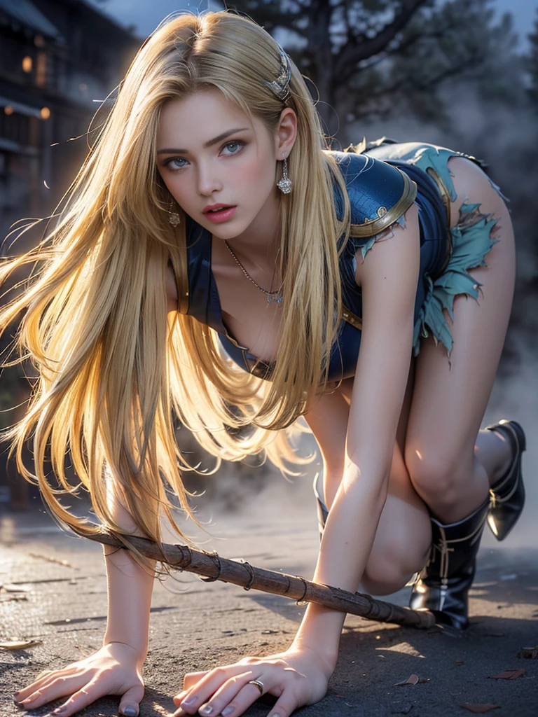 (full figure:1.1), masterpiece, realistic, realism, photorealism, high contrast, in full light, photorealistic digital art trending on Artstation 8k HD high definition detailed realistic, 1girl, (solo:1.5), young beautiful woman, petite, medium perky breasts, ((blue eyes)), (blonde long hair:1.5), tight long white dress, (white knee high socks:1.1), (no head gear:1.5), ((priestess)), parted lips, art by artgerm and ruan jia and greg rutkowski surreal painting, detailed, skin texture, hyper-detailed, realistic skin texture, side view, garden, lying in a hot spring, forest, clear water, head down, flustered, drenched