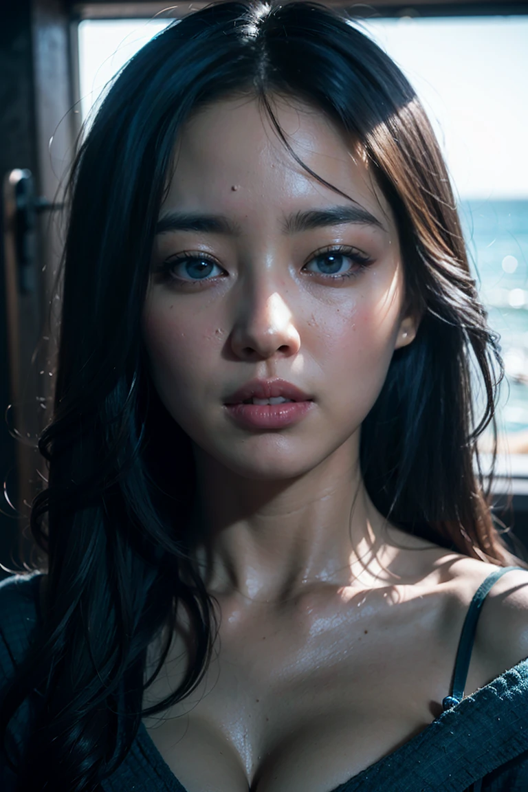 short tshirt，（Cinematic tones）（Wet clothes：1.9）,（Get wet all over your body：1.9）,Top image quality, tmasterpiece, 超高分辨率, （Fidelity：1.4）, photore,deluge, stunningly beautiful woman, （Sorrow）, white  shirt, dim murky lights, shadowy, Desperate, Pity, Pathetic, Cinematic, Tears, tear drop, （ripped clothing：1.5）, （Wet clothes：1.4）, bare shoulders​, Real rain, wetting hair