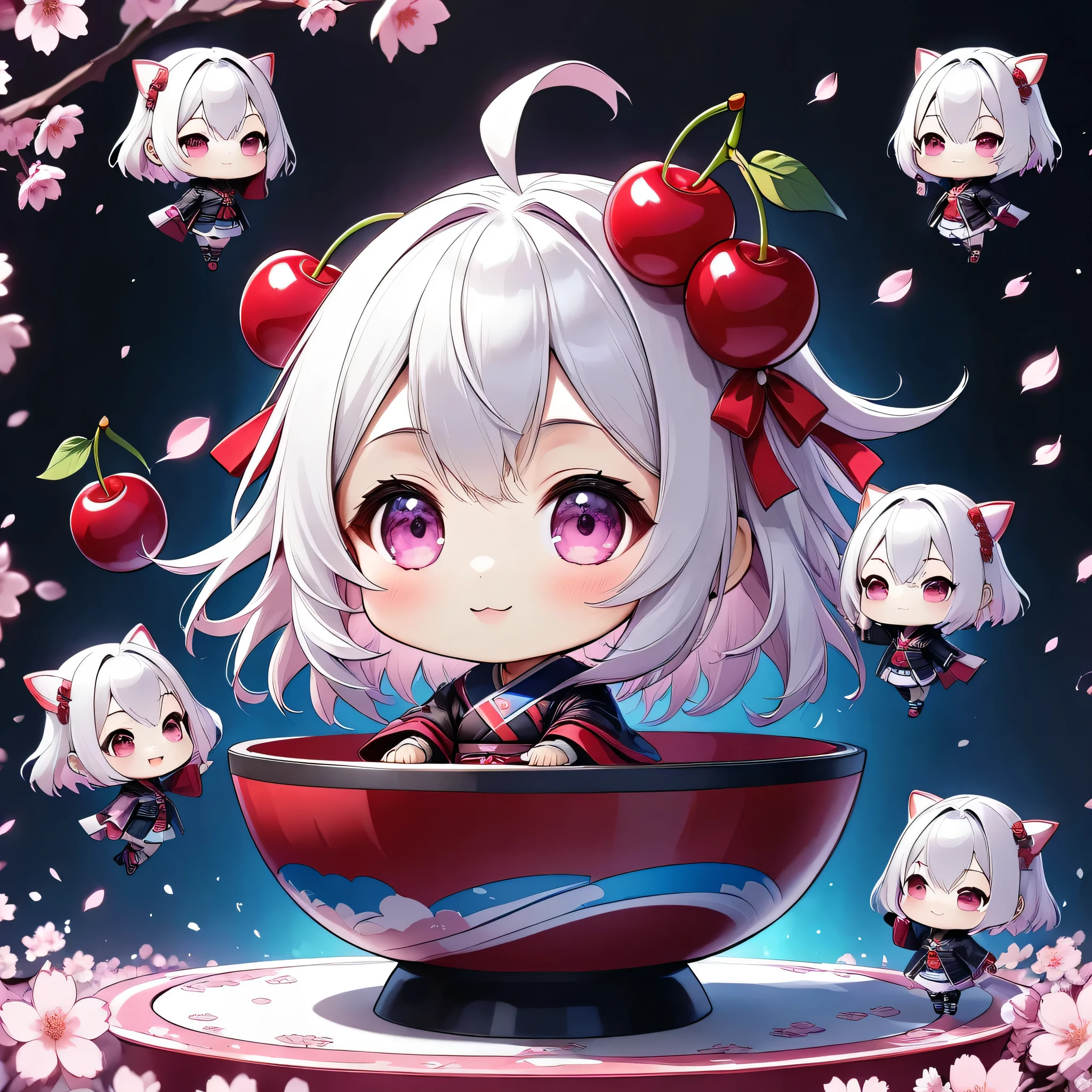 avatar style , (Ultra-small deformation, cute, Chibi Character Style), cherry blossoms、Cherry Blossom Viewing、