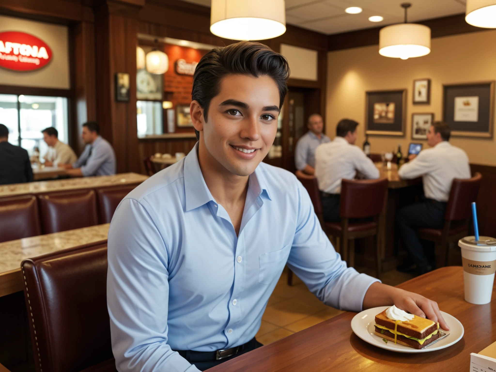 A local executive restaurant business owner speaks in front of the camera about their San Antonio Texas, business
