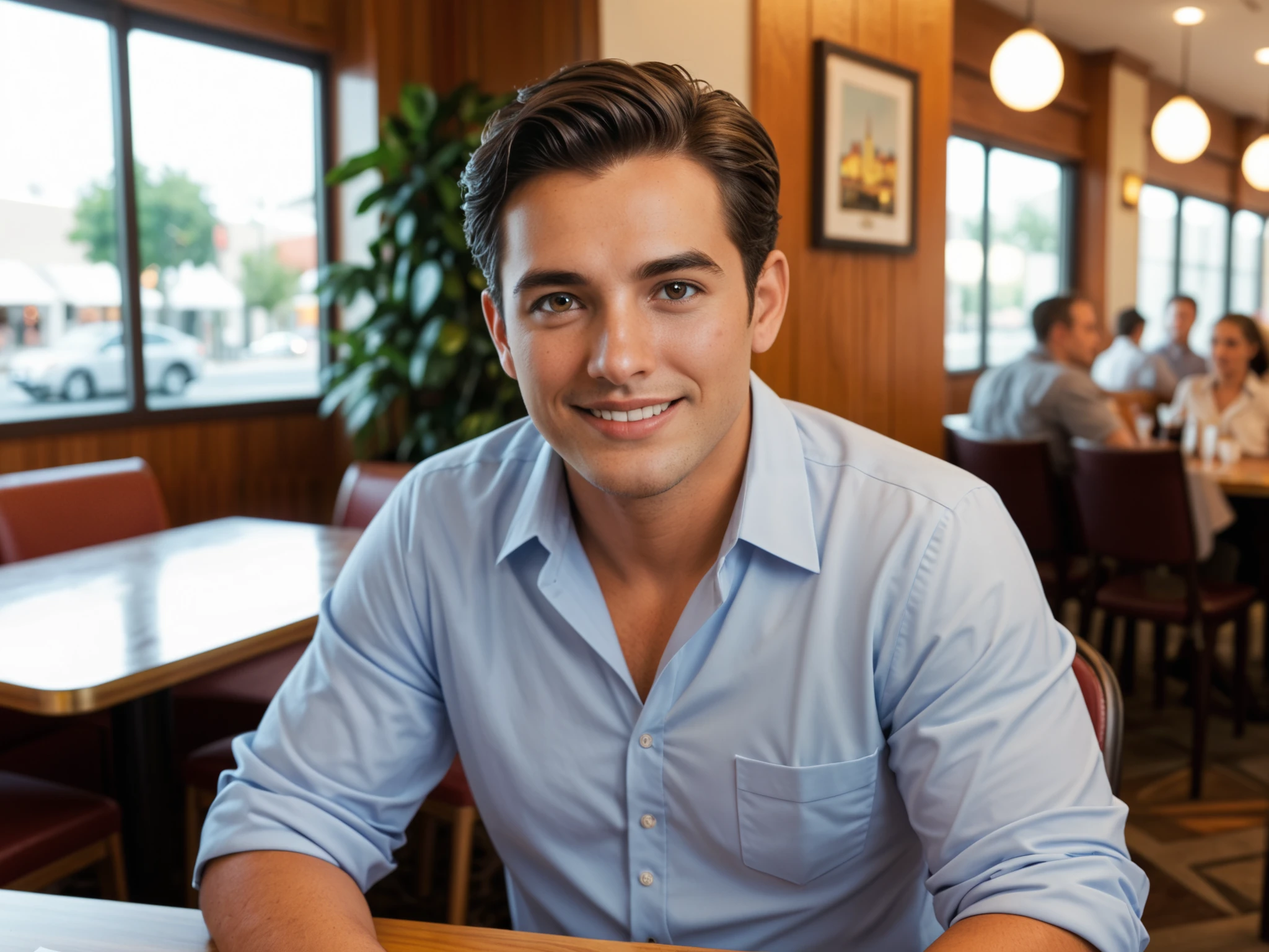 A local executive restaurant business owner speaks in front of the camera about their San Antonio Texas, business