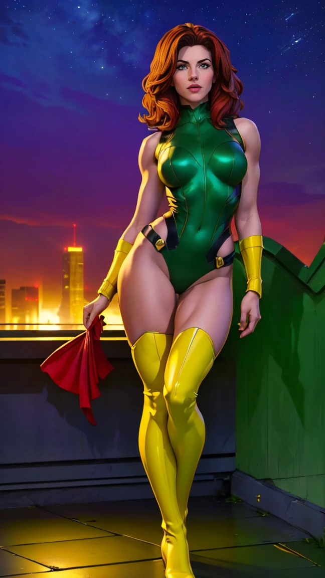 (masterpiece:1.0), (best_quality:1.2), (Realistic:1.2), (masterpiece:1.0), (best_quality:1.2), (Best Quality), (ultra-detailliert), (8K, 4K, Convoluted),American World War II poster, Gil Elvgren style ((USA Poster, American Poster)) (((A young woman with straight dark hair long size up to her waist in superhero pose))) ((detailed outfit entirely Glossy enamel red with gold)) (cars in the background of the image) (((robotic left arm)) (((cyberpunk arm))propaganda Poster, Glossy enamel hero uniform, 1 girl, solo, good body, poster design, poster art style. 1980s, 1950s, 1960s, 1940s, very colorful poster, colorful art, third rule, inspiring, woman, 1 25-year-old girl, hair blowing in the wind, curly brunette hair, looking at the viewer, blurred background, thick legs, green eyes, (wide hips:1.2), (chubby:1.2), (huge breasts:1.3),