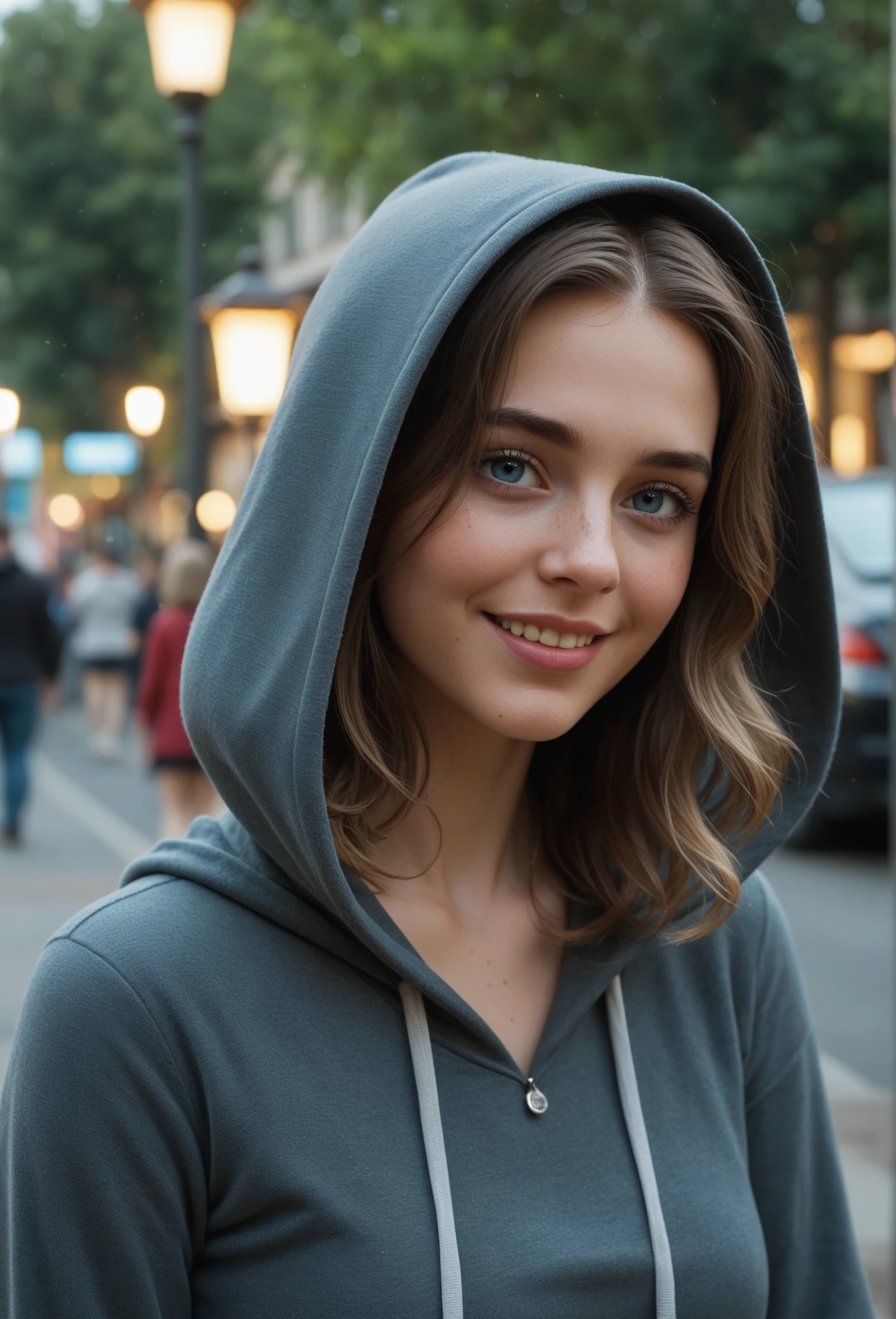 A full color portrait of a beautiful woman, wearing a black hoodie, crowded night market, exploring stalls, closeup, epic character composition,by ilya kuvshinov, alessio albi, nina masic,sharp focus, subsurface scattering, f2, 35mm, film grain <lora:npcgirl-000005:1>