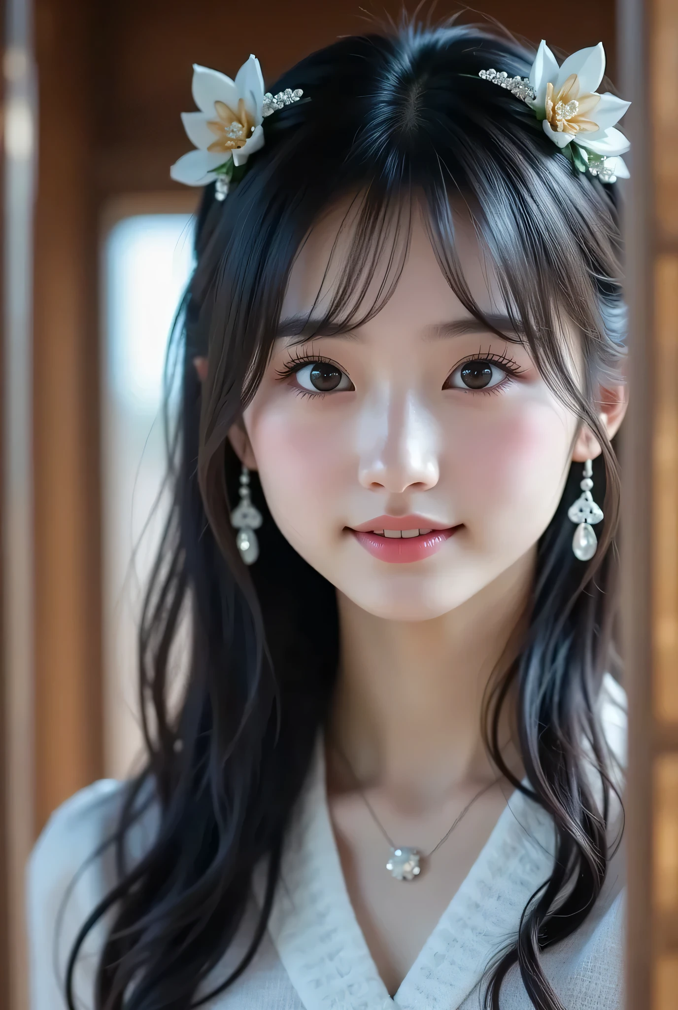 ( masterpiece:1.2,  top quality made of straw ), ,{{   young woman alone:１８age:smile}} ,{{ large double eyelids：  mascara：  teardrop bags}},(,  , ,  open legs :1.7),break,
,frills:1.4),break,(   sitting,   flashy earrings, necress   ,,  small breasts , Chest tightness ,  small bikini  ,  video viewers  .:1.3),( is short, Ultra-thin body :1.4),break,   black wavy hair,( Beautiful cute eyes ),  blushed,   healthy skin for age 2 and 0, ,break,( royal bed,  video viewers  .throw:1.3),(    cute background:1 ),  8k resolution for  ren,,break,(perfectly focused   :1.3),,(,  colorful ,:1),,(   Fisheye   ),,Bokeh,   show off her breasts  ,Luminous and   colorful  lighting setup for model photography,  lens flare,,  {{ Cinematic Lighting}} ,    ray tracing  、
