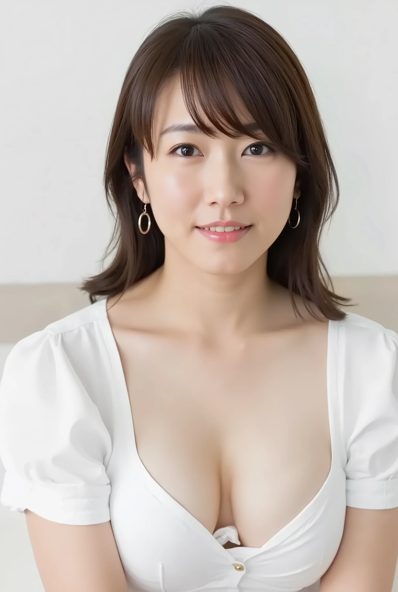 Arafed asian woman in white top posing for a picture - SeaArt AI