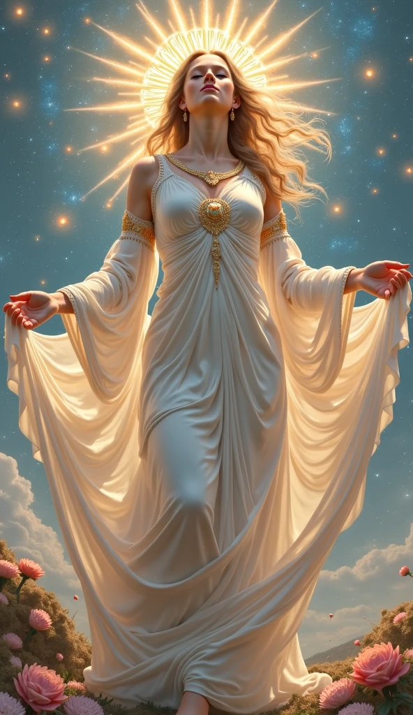 Very beautiful Uranus goddess, Dress in the style of ancient Greece, whole body