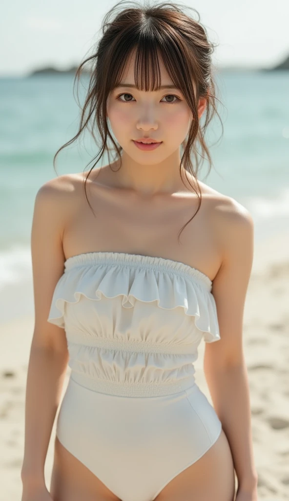 Realistic,fine quality detailed picture,Best quality,high-resolution,1 beautiful girl,feminine,beach
