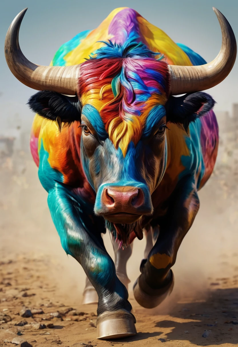realistic angry bull multicolor scin