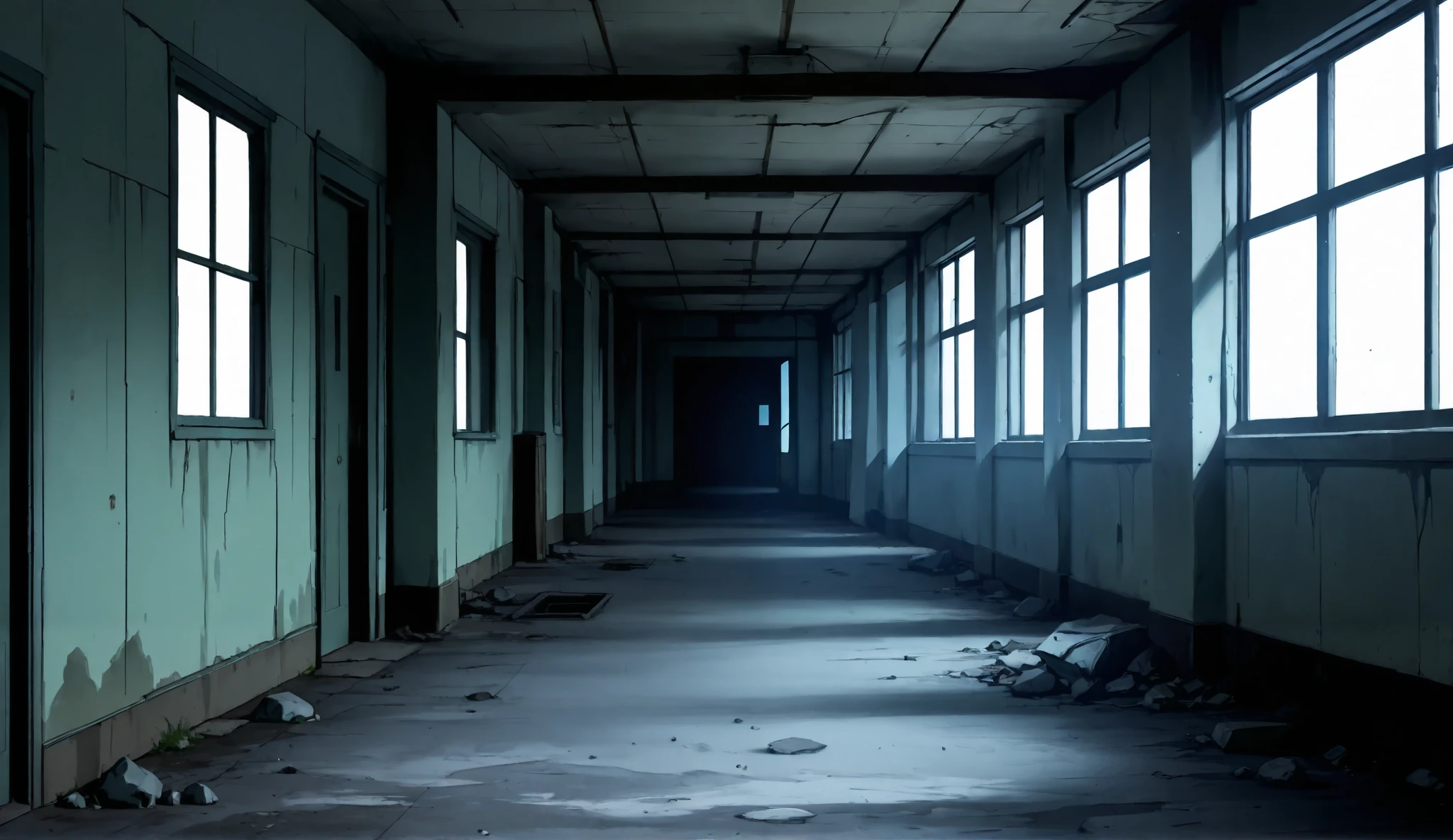 "Whispers of Glacier Peak"
Main Character: Gwen, a curious and intelligent researcher sent to investigate the mysterious SCP-3970.
Background: A deceptively serene, abandoned  building nestled in the picturesque but eerie Glacier Peak region of the Cascades. 
Supporting Characters: An elusive and enigmatic janitor, named Jude, encountered within the school, and the other members of Gwen's research team, who become increasingly suspicious and frightened as the mystery unfolds.
Branding Type: Modern thriller, with a touch of the paranormal.
Tagline: "Uncover the secrets buried in the heart of Glacier Peak."
Visual Style: Featuring cryptic, charcoal-art-style illustrations of the school's interior and shadowy figures, the poster showcases the unease lurking within the supposedly abandoned building, evoking curiosity and intrigue.
