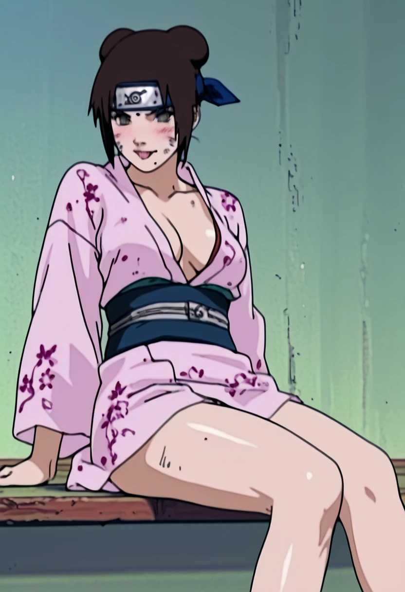 anime, character, hentai, beta, nsfw, yuzuriha, jigokuraku, kizuki, yuzuriha_(jigokuraku), purple hair, brown eyes, ninja, bukkake,