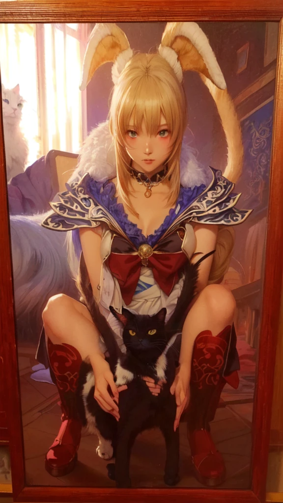 best quality, masterpiece, 1girl intricate detail, (full body), detailed face, looking at viewer, detailed hairstyle, <lora:violet_evergarden_v1:1> violet evergarden, braid, hair ribbon, red ribbon, (sexycostume cat:1.2) <lora:sexycostume:0.5> <lora:add_detail:1>