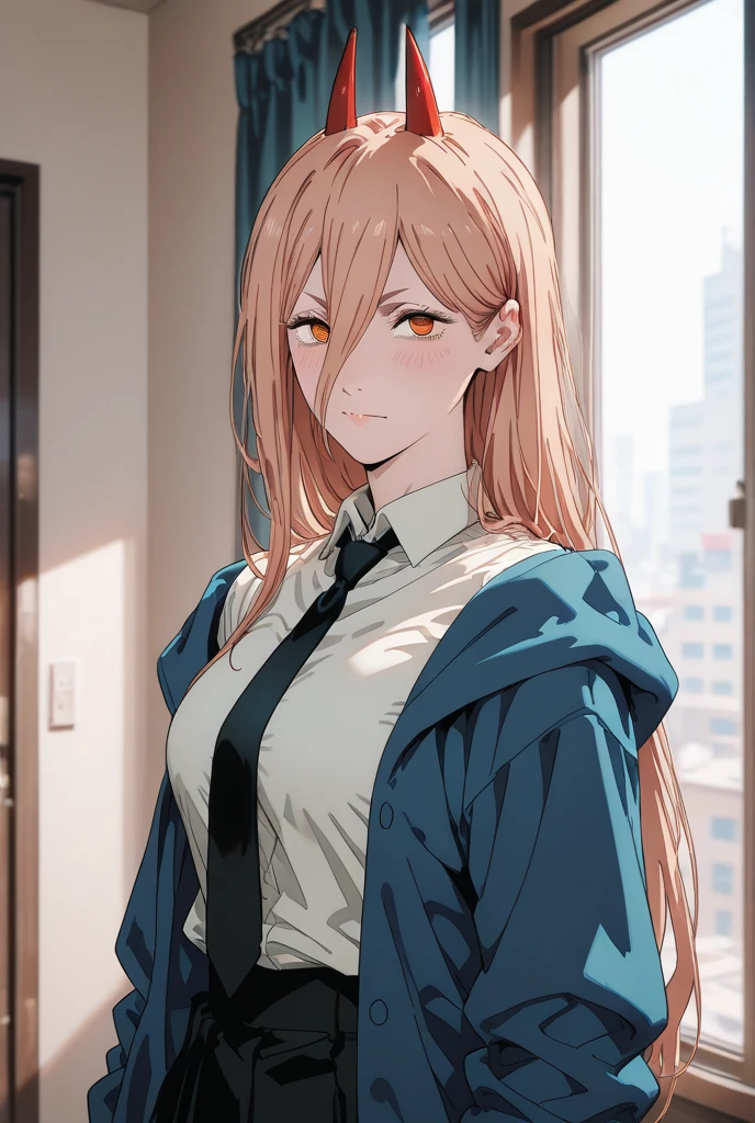 masterpiece, best quality, ultra quality, high-quality, professional quality, hyper quality, quality enhancement, enhancement,
extremely detailed, ultra detailed, highly detailed, finely detailed, detailed, intricate, exquisite, elaborate, extremely detailed CG,
beautiful, exquisite, high resolution, 8k, HD, absurdres, crisp quality, rich contrast, ultra highres,
quality enhancement, noise reduction,
Minimize shadows on the face, with clean and even lighting for a polished look,
Use a reflector to cast soft indirect light on the subject for a gentle glow,

power chainsaw man, cute face,beautiful face,big eyes,
The woman is power（chainsaw man）、
The woman has large, slanted eyes、 beauty、
 The quality of the head is a masterpiece、Draw faces in a cute way、
