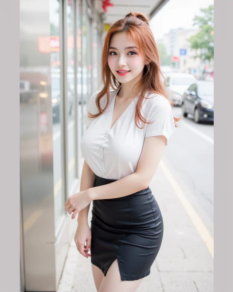 (masterpiece, 最high quality, high quality:1.4, 8K), Sit cross-legged at a desk, office, 
bob hair, lipstick, beautiful teeth, ultra detail hair, super detailed face, perfect eyes, perfect face, earrings, pencil skirt, business wear, high heels
